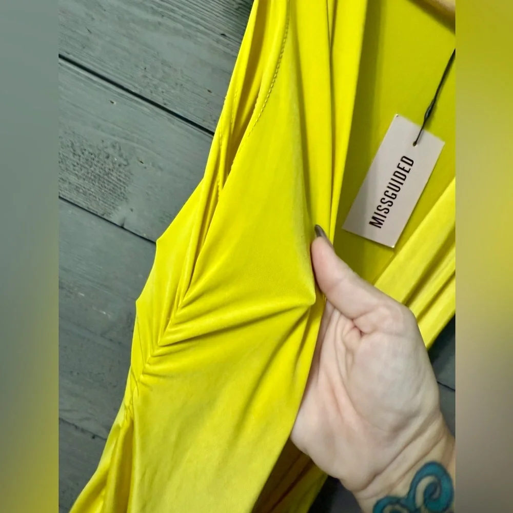 NWT Missguided Lime Slinky Drape Front Mini Dress Sz US/2 Sexy Cocktail Party - Picture 7 of 12